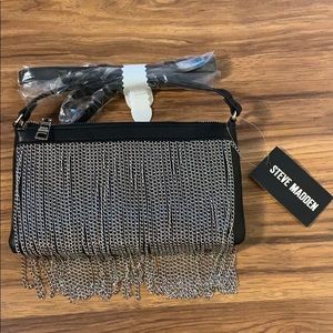 Steve Madden Black Metallic Tassel Crossbody Purse